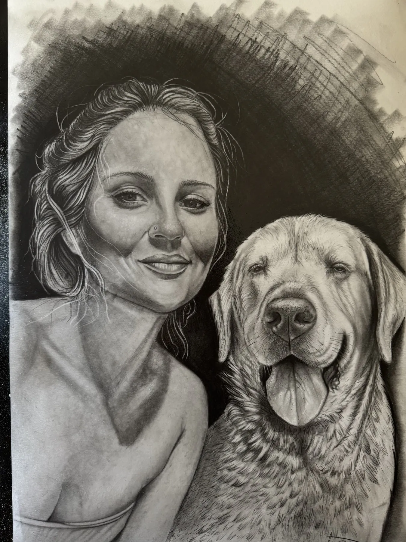 Retrato de mujer con su perro — Clandestine Art Studio Marmolejo